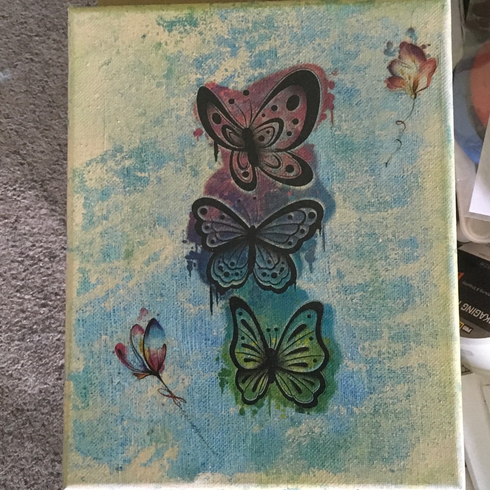 Butterfly Canvas Wall Art - Handmade- Multicolor